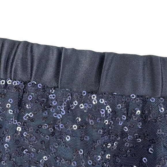 Tahari Luxe Sequin Pants Navy Blue Womens Size 14 Elastic Waist Wide Leg Formal - Picture 8 of 11